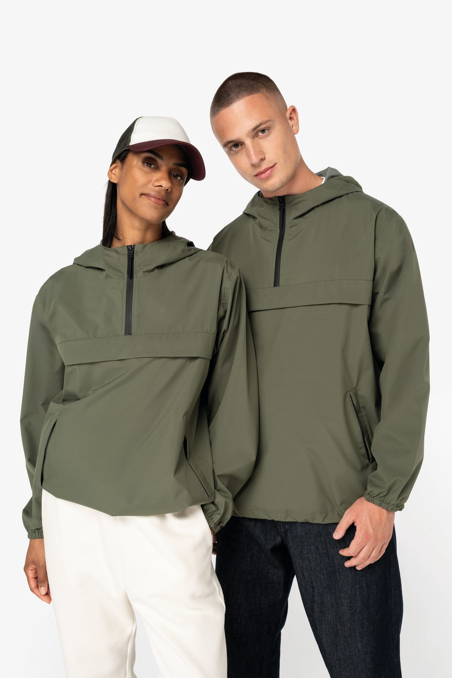 Veste coupe-vent 1/4 zip imperméable écoresponsable unisexe [NS616]