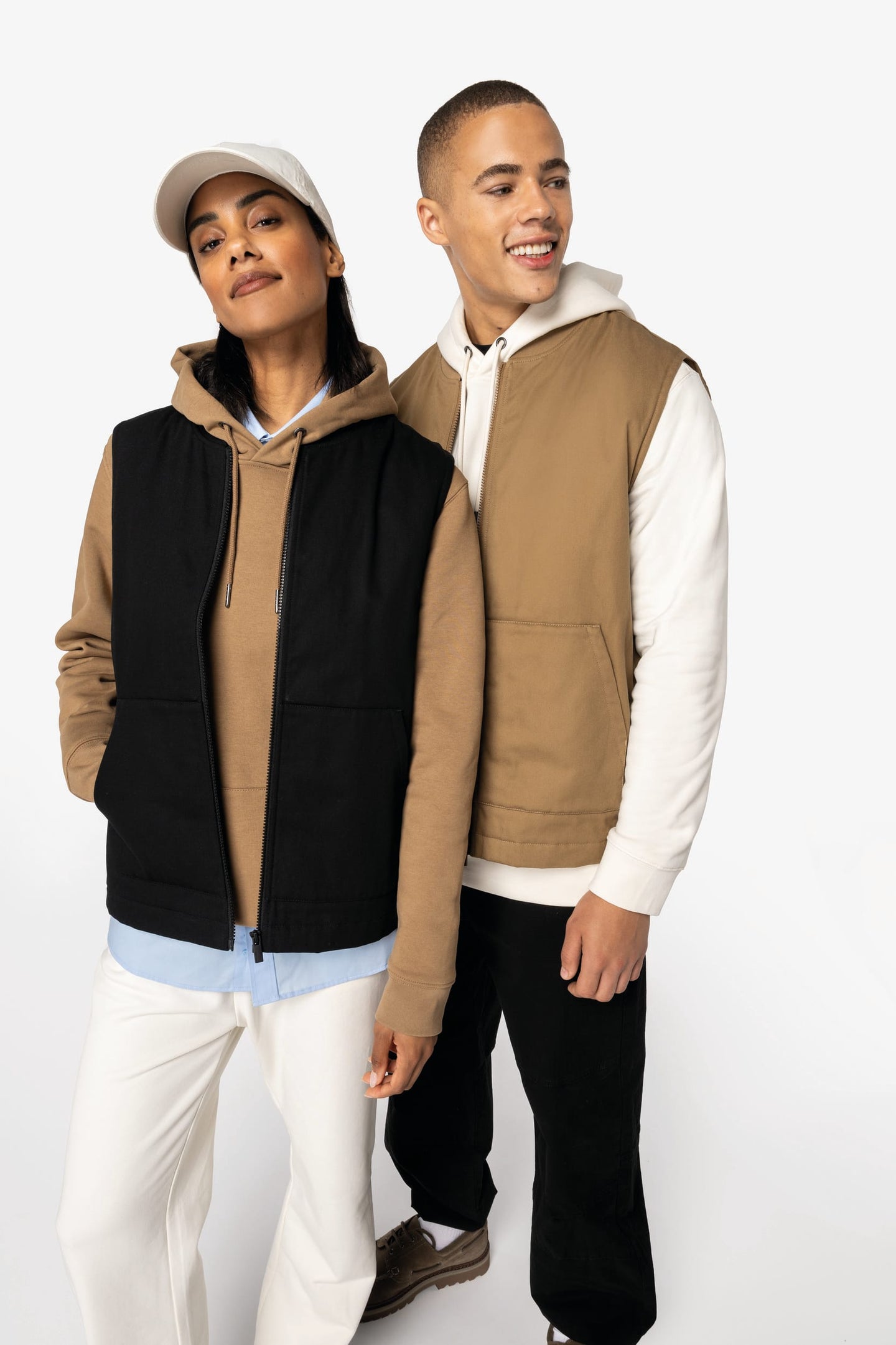 Bodywarmer à col teddy rembourré en sergé écoresponsable 265g unisexe [NS623]