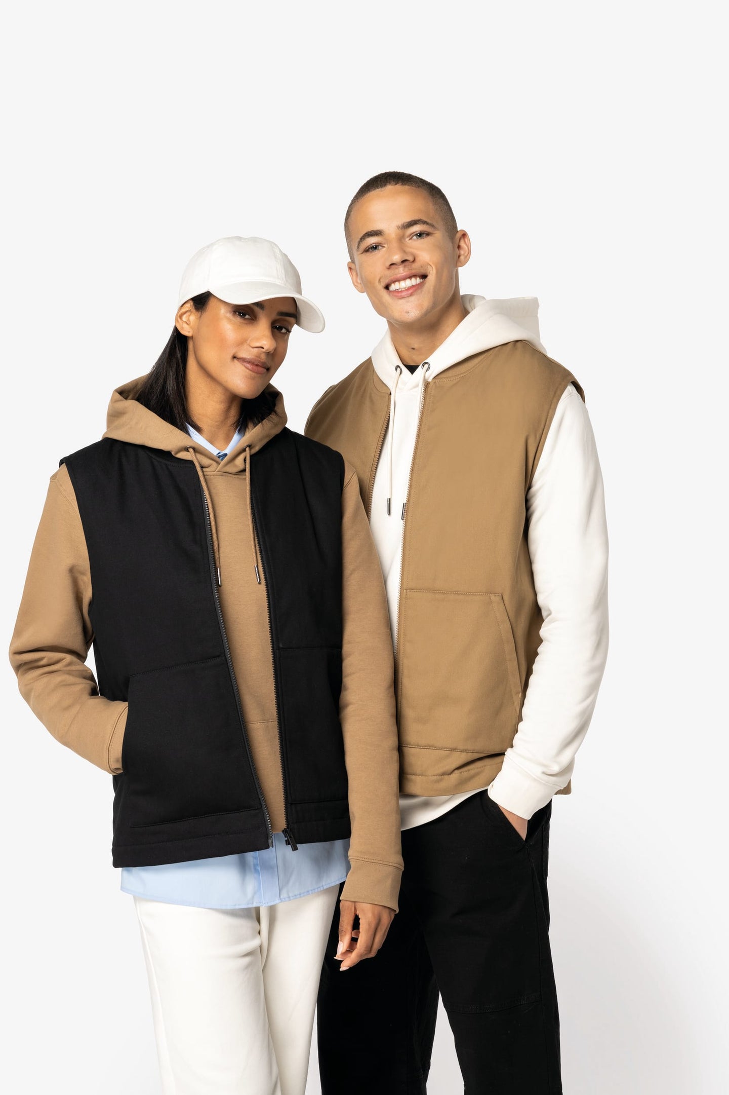 Bodywarmer à col teddy rembourré en sergé écoresponsable 265g unisexe [NS623]