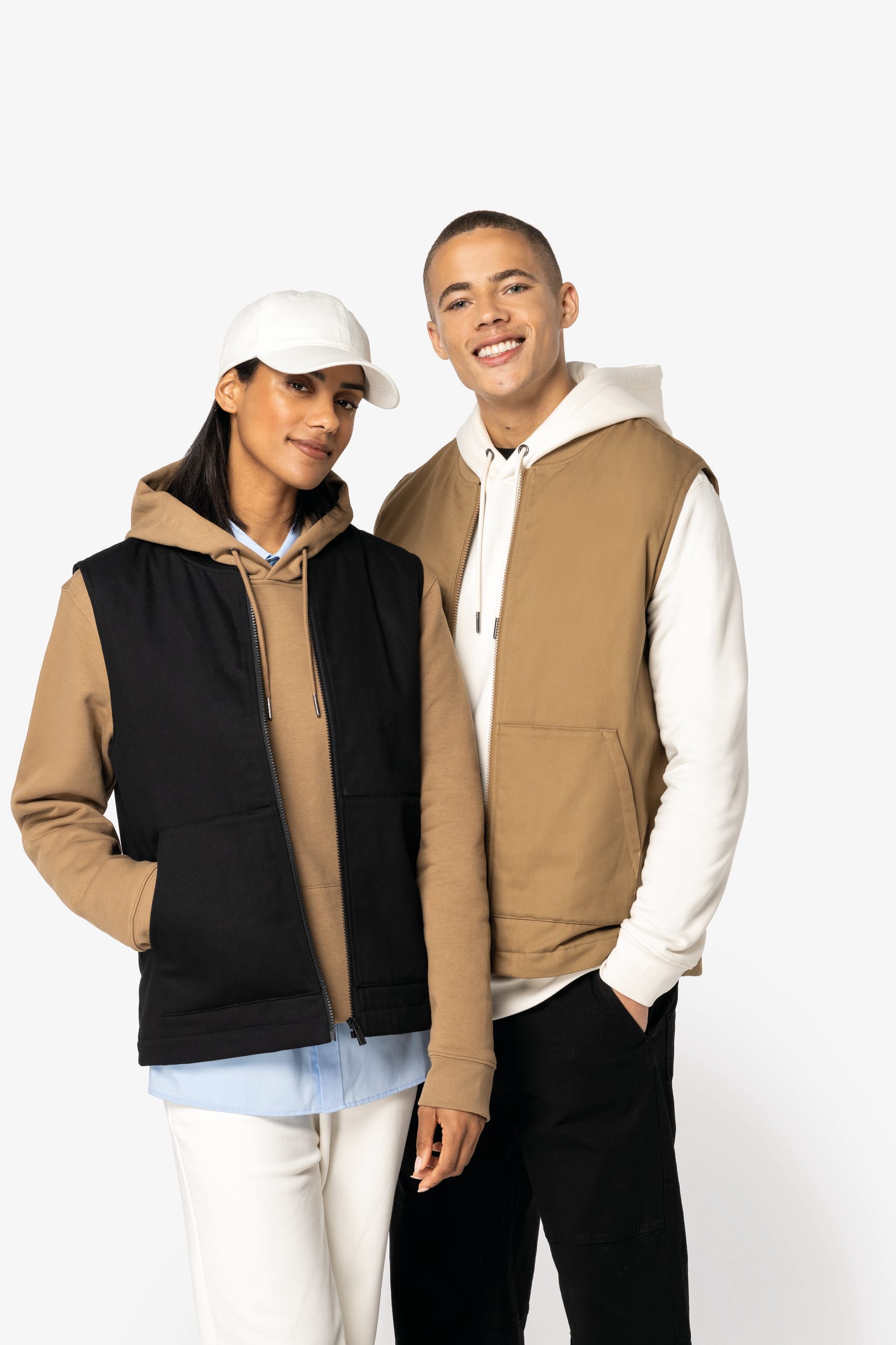 Bodywarmer à col teddy rembourré en sergé écoresponsable 265g unisexe [NS623]