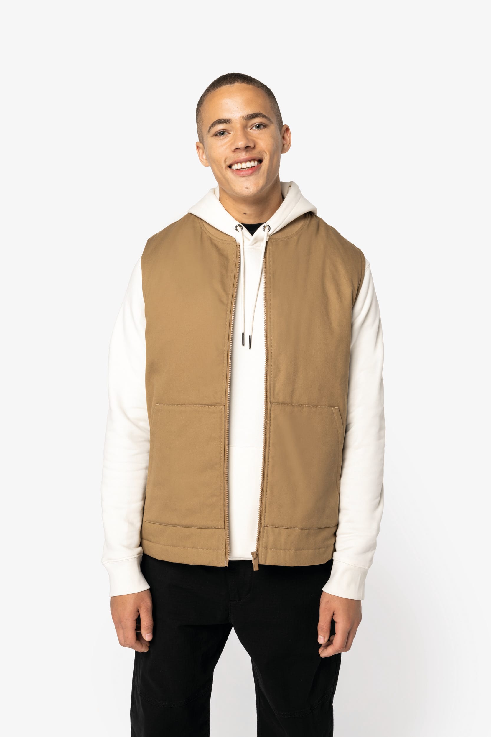 Bodywarmer à col teddy rembourré en sergé écoresponsable 265g unisexe [NS623]