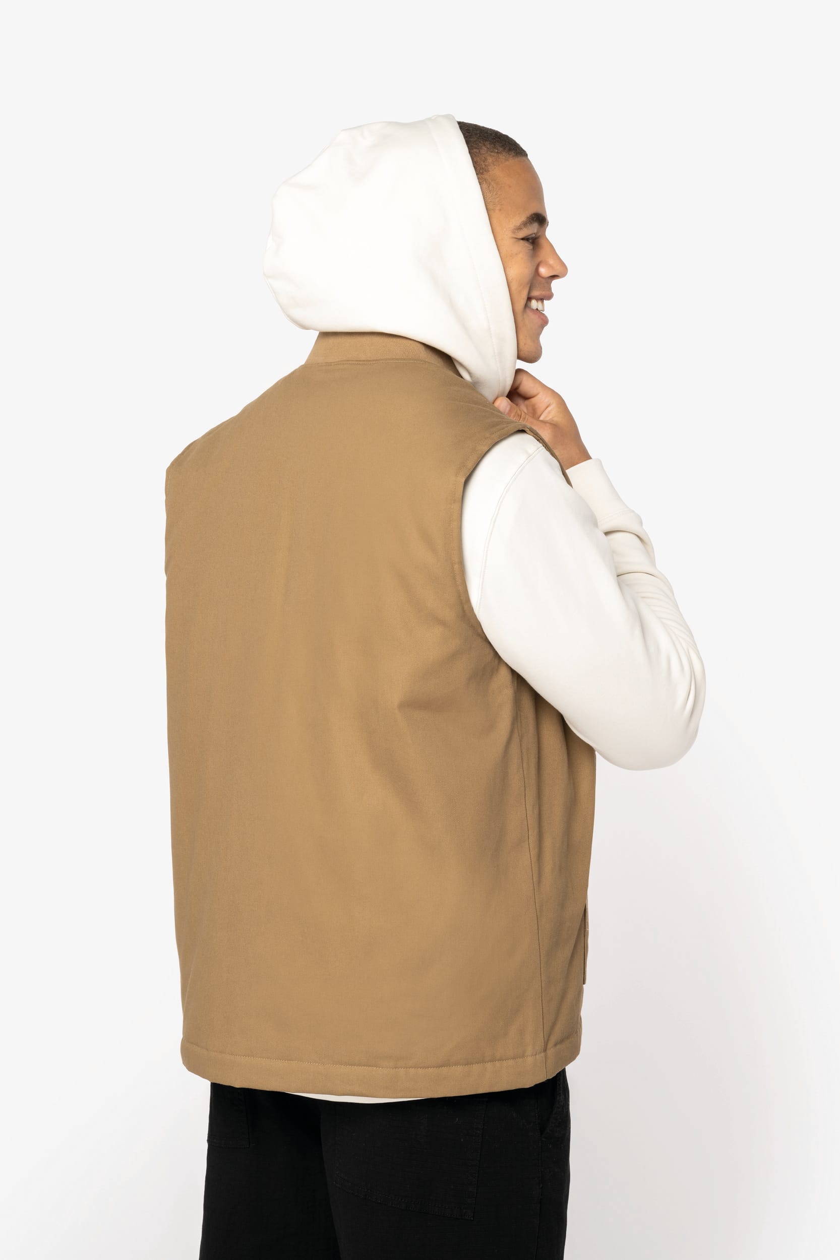 Bodywarmer à col teddy rembourré en sergé écoresponsable 265g unisexe [NS623]