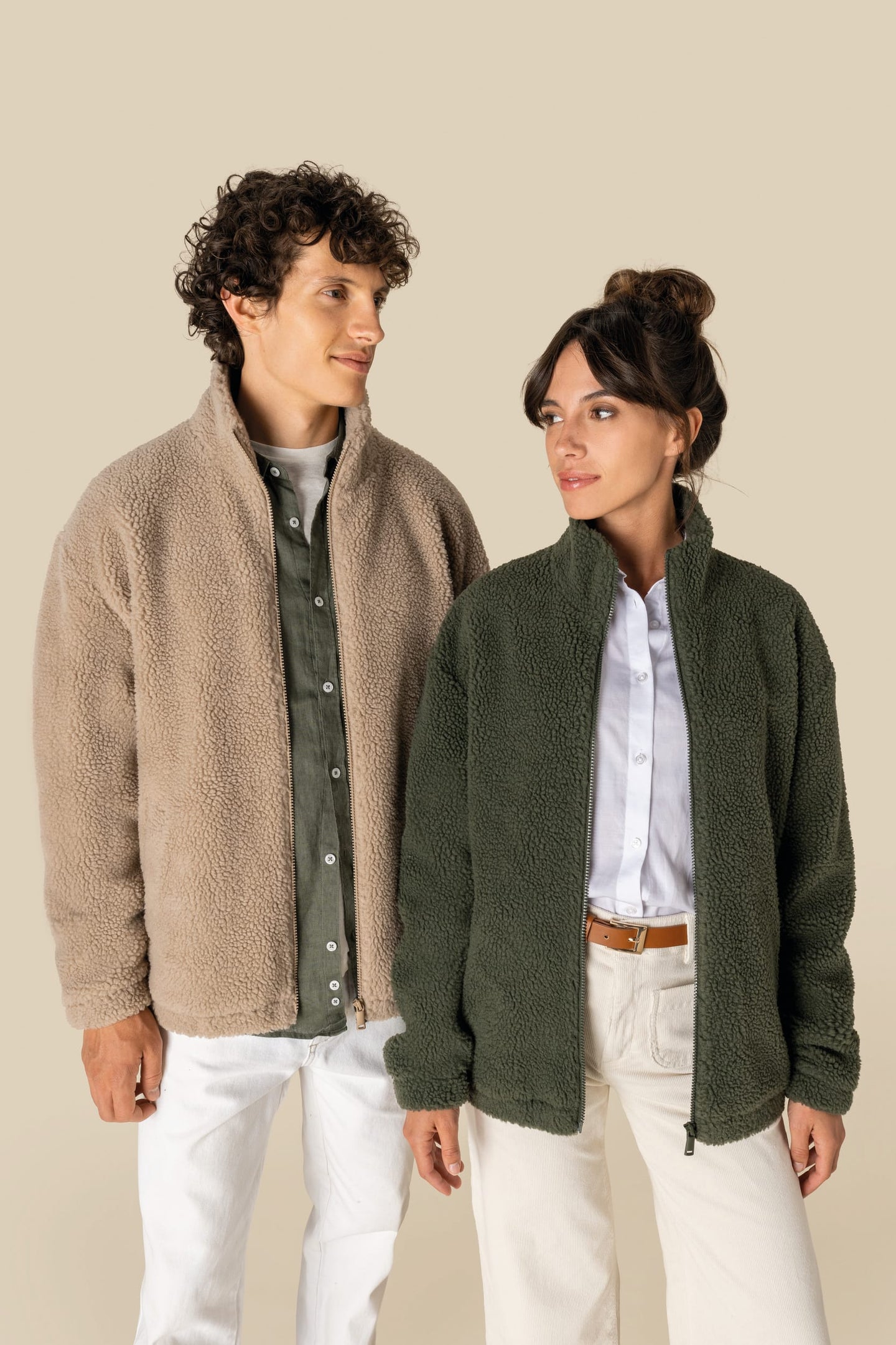 Sweat-shirt zippé en sherpa à épaules tombantes 340g Unisexe [SP404]