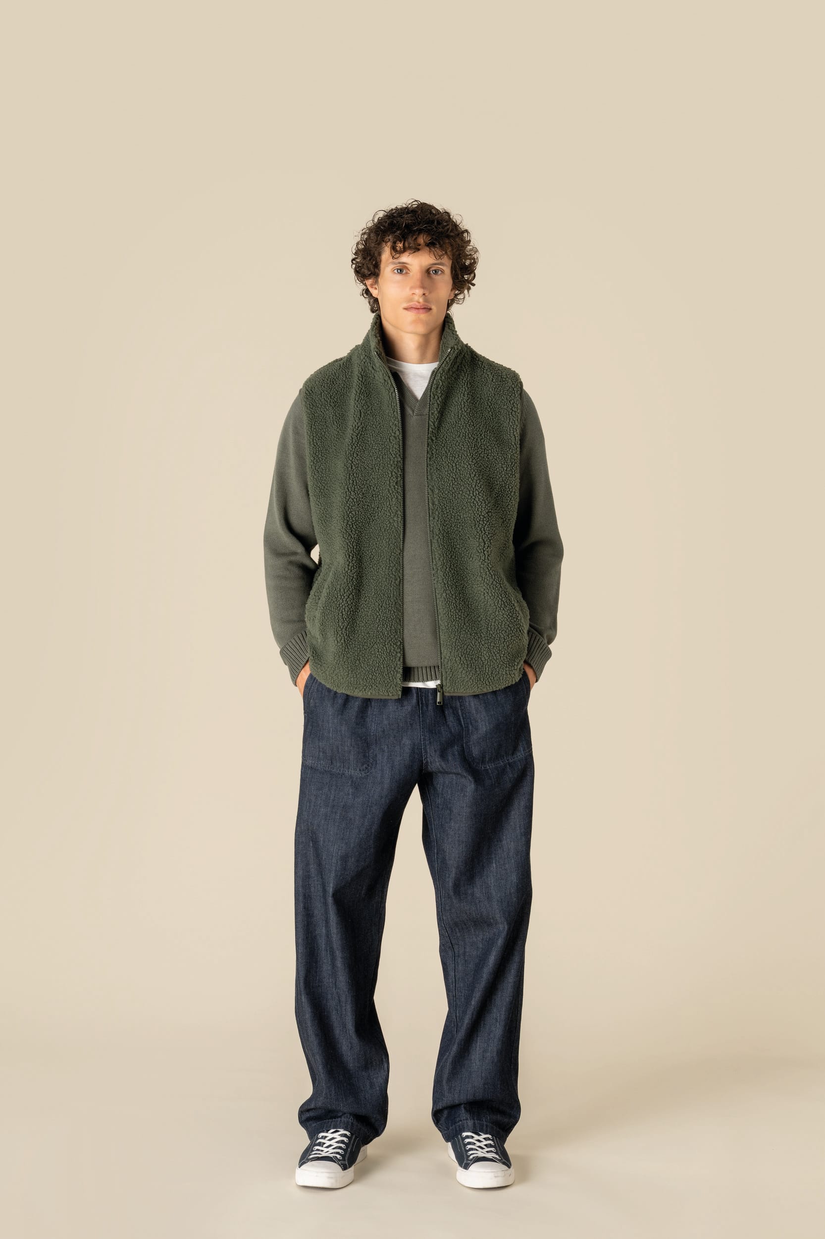 Veste sans manches en sherpa avec doublure 340g Homme [SP603]