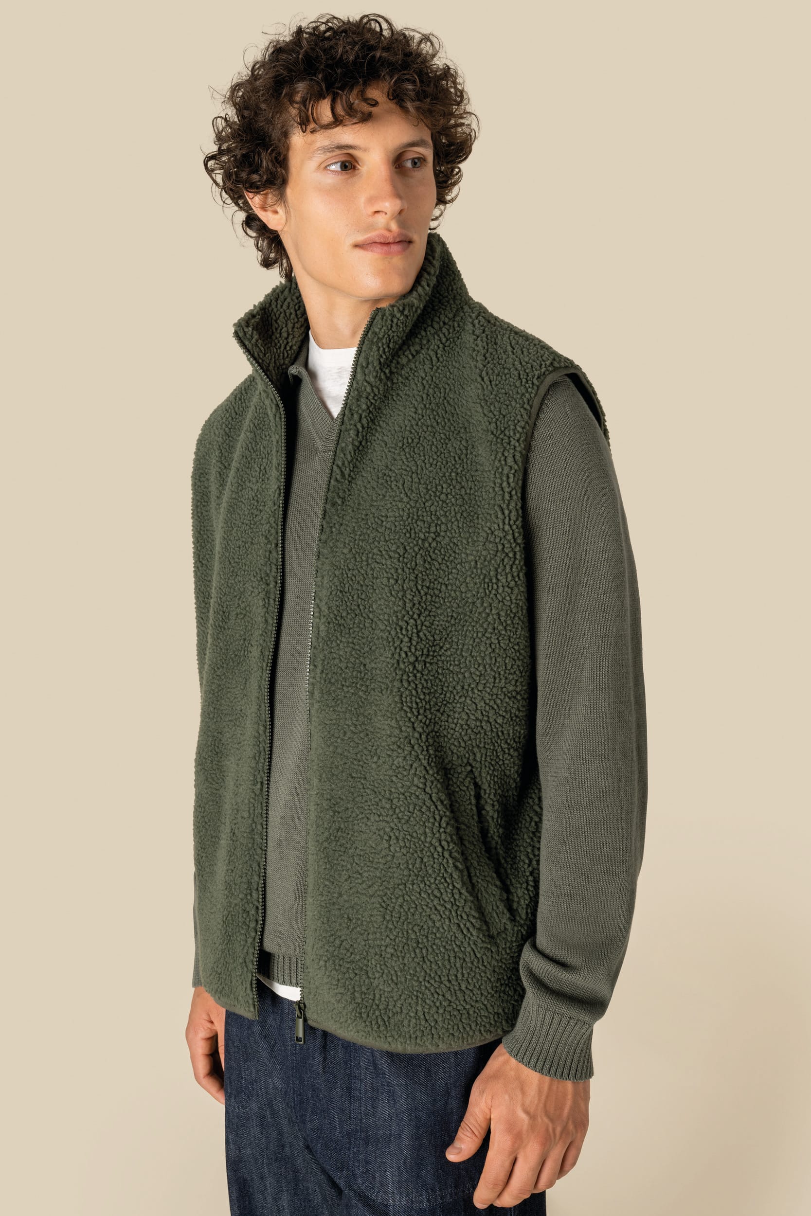 Veste sans manches en sherpa avec doublure 340g Homme [SP603]