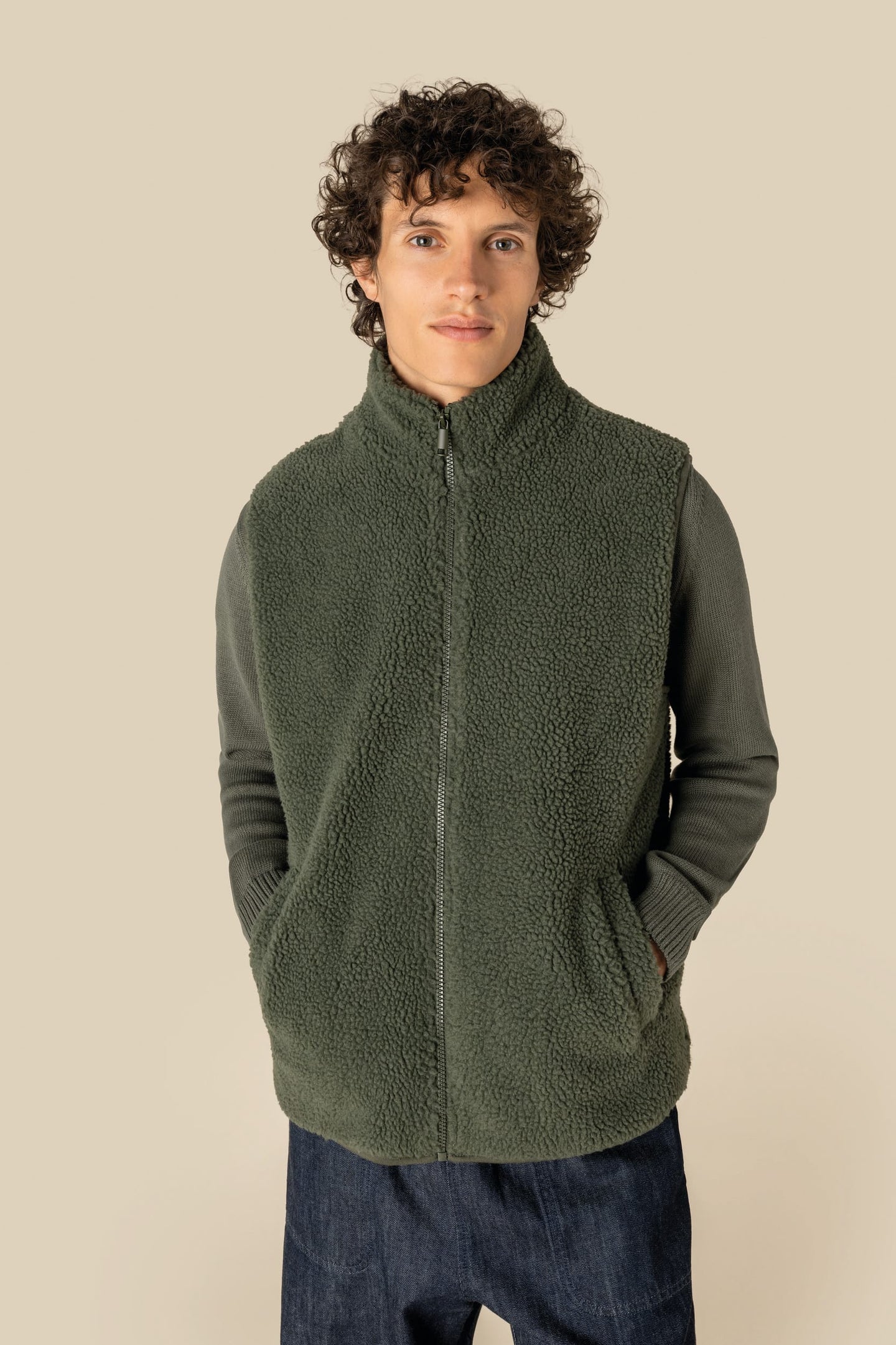 Veste sans manches en sherpa avec doublure 340g Homme [SP603]