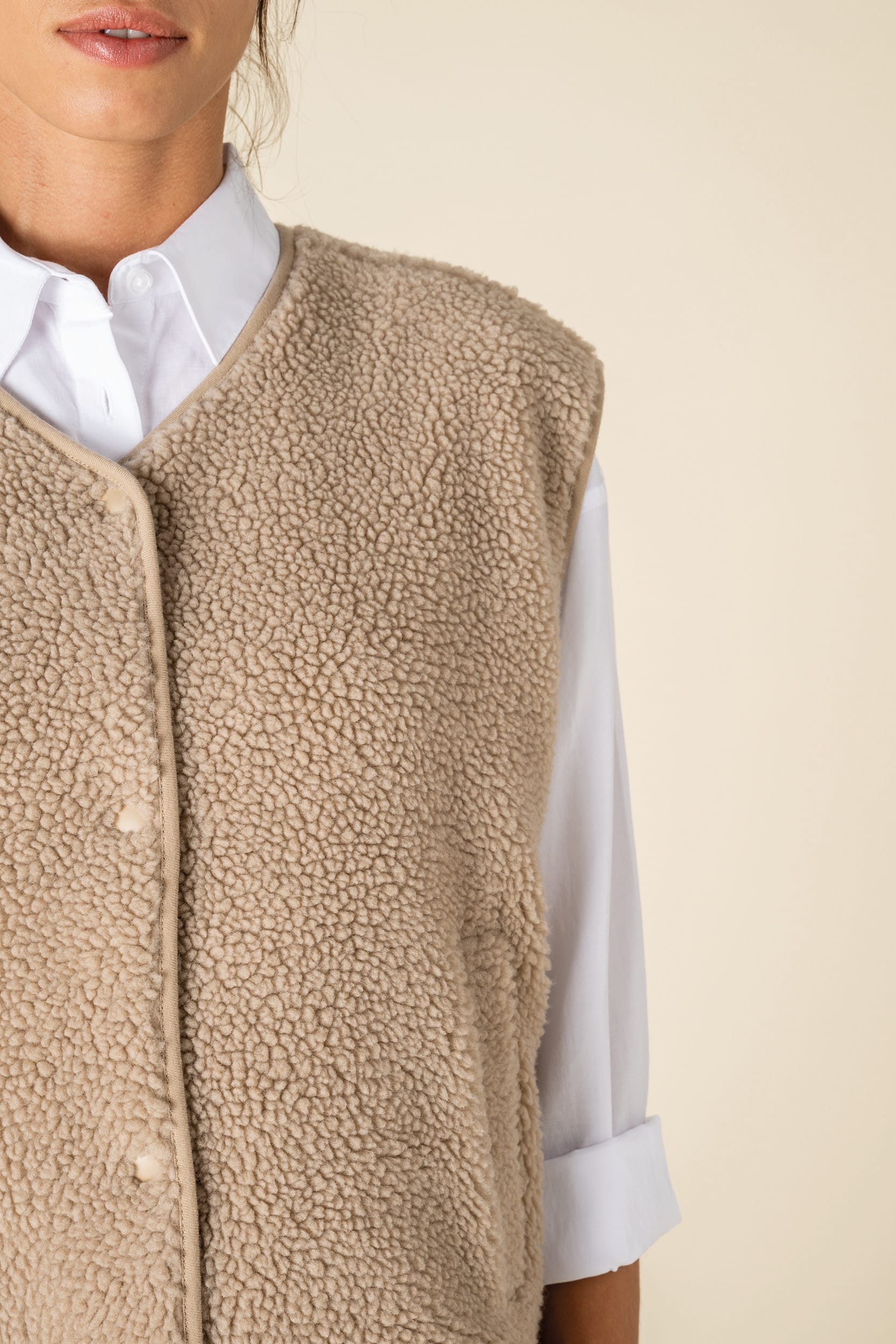 Veste sans manches en sherpa avec doublure 340g Femme [SP604]