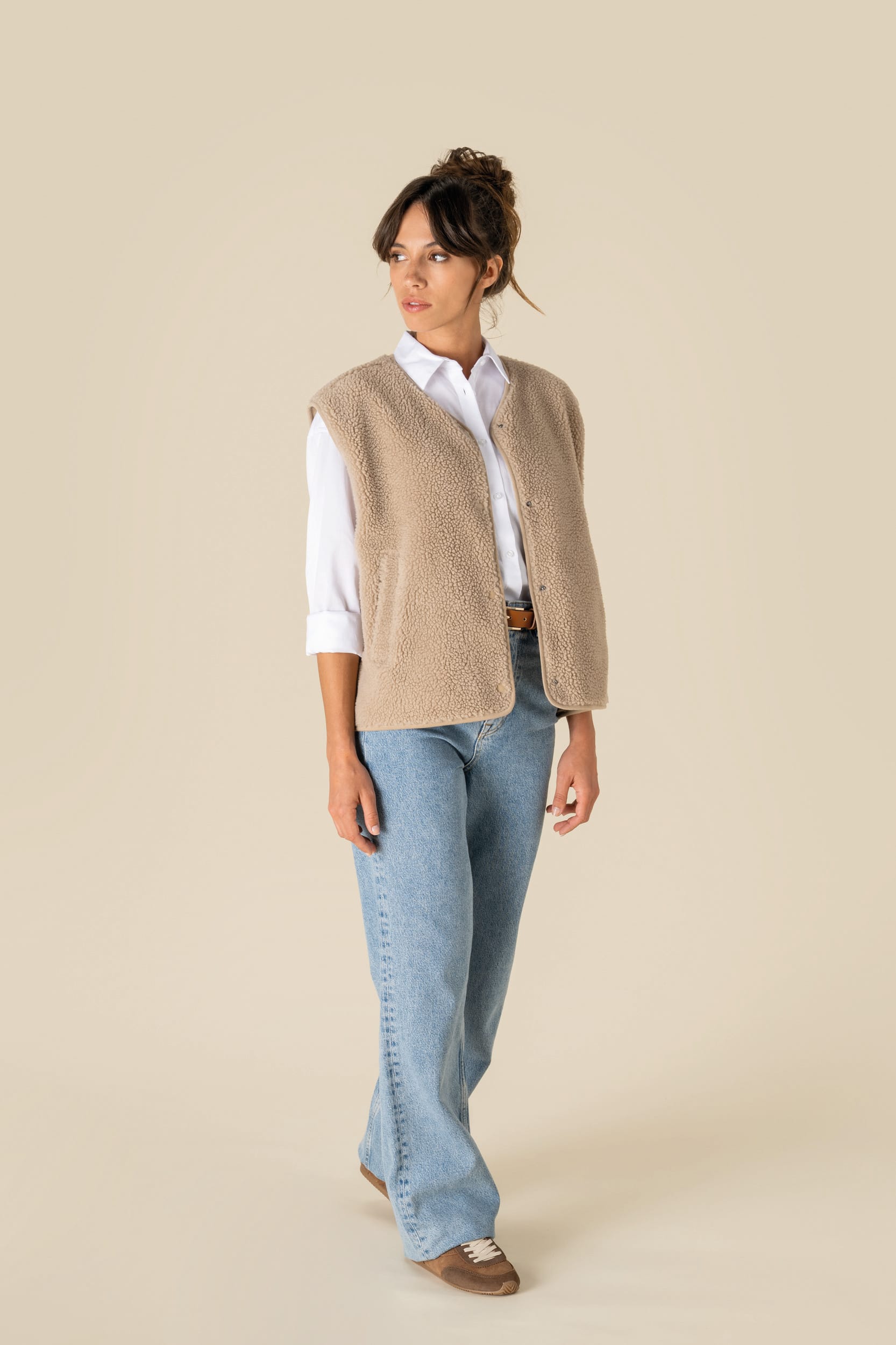 Veste sans manches en sherpa avec doublure 340g Femme [SP604]