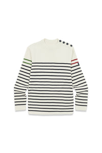 Pull marin rayures Mousqueton tricot 50% laine, 50% acrylique H/F [TIM]