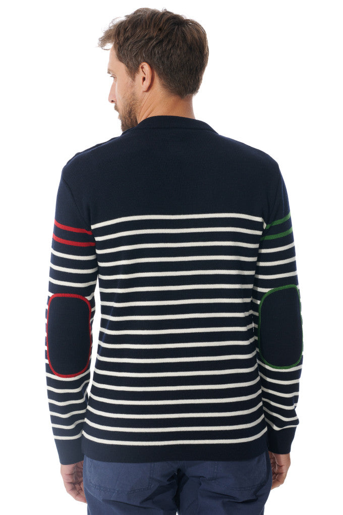 Pull marin rayures Mousqueton tricot 50% laine, 50% acrylique H/F [TIM]