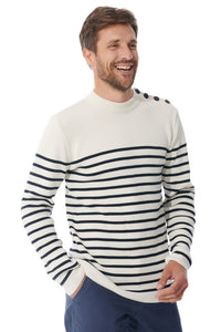 Pull marin rayures Mousqueton tricot 50% laine, 50% acrylique H/F [TIM]
