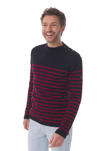 Pull marin rayures Mousqueton tricot 50% laine, 50% acrylique H/F [TIM]