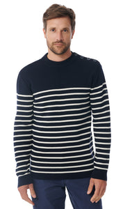 Pull marin rayures Mousqueton tricot 50% laine, 50% acrylique H/F [TIM]