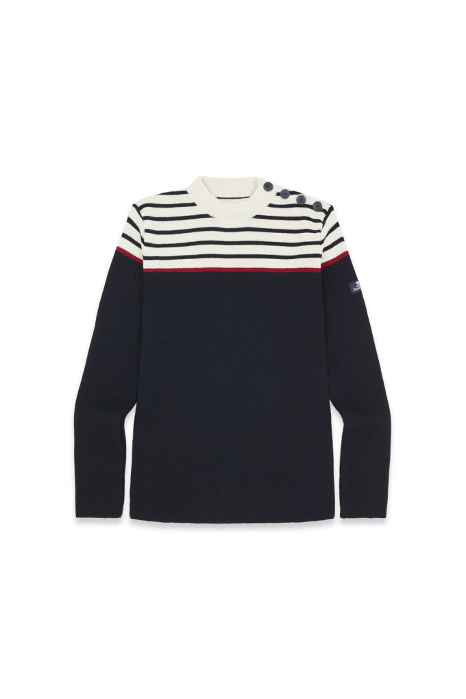 Pull marin rayures Mousqueton tricot 50% laine, 50% acrylique H/F [TIM]