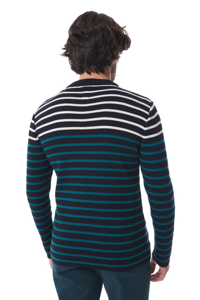 Pull marin rayures Mousqueton tricot 50% laine, 50% acrylique H/F [TIM]
