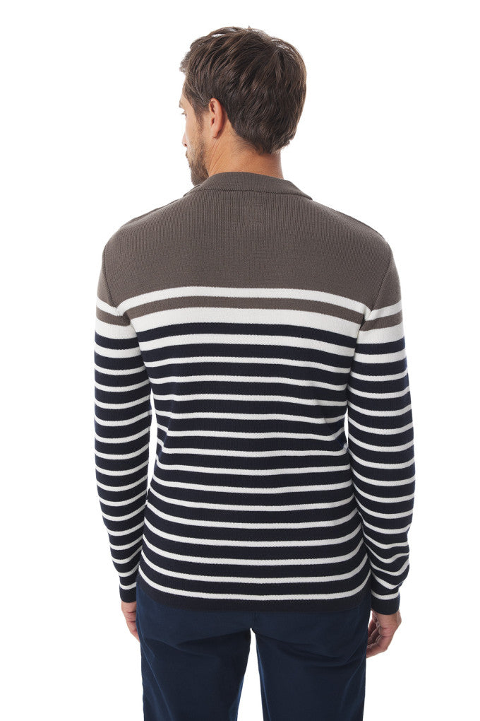 Pull marin rayures Mousqueton tricot 50% laine, 50% acrylique H/F [TIM]