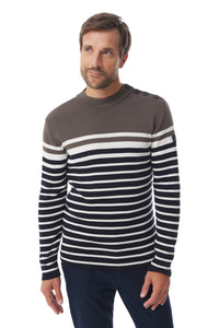 Pull marin rayures Mousqueton tricot 50% laine, 50% acrylique H/F [TIM]