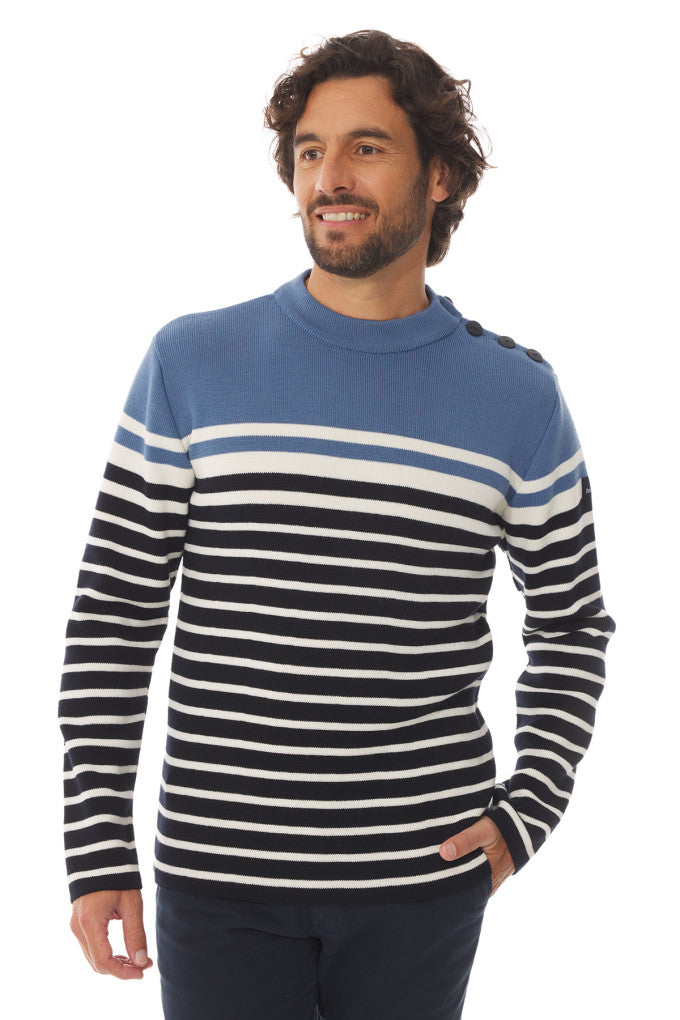 Pull marin rayures Mousqueton tricot 50% laine, 50% acrylique H/F [TIM]
