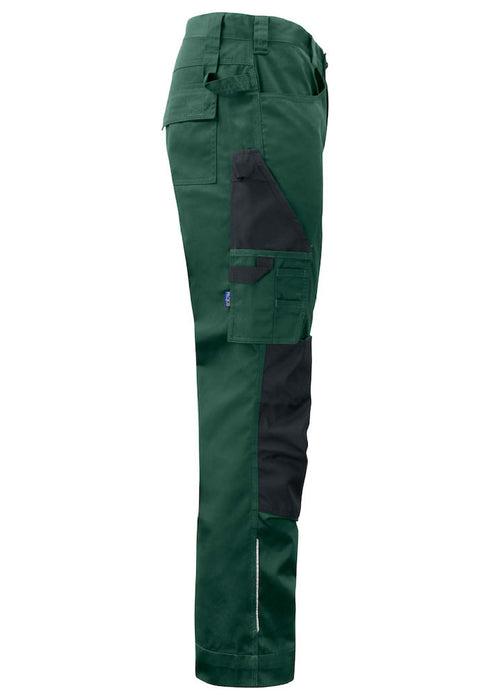 pantalon de travail vert de coté, en polycoton Projob