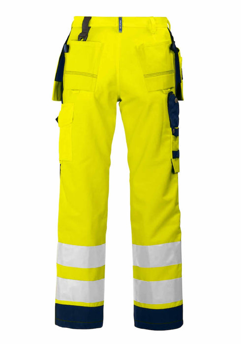 pantalon haute visibilité en ISO jaune fluo de dos
